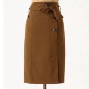 ANTHROPOLOGIE Cartonnier belted trench pencil skirt size 14